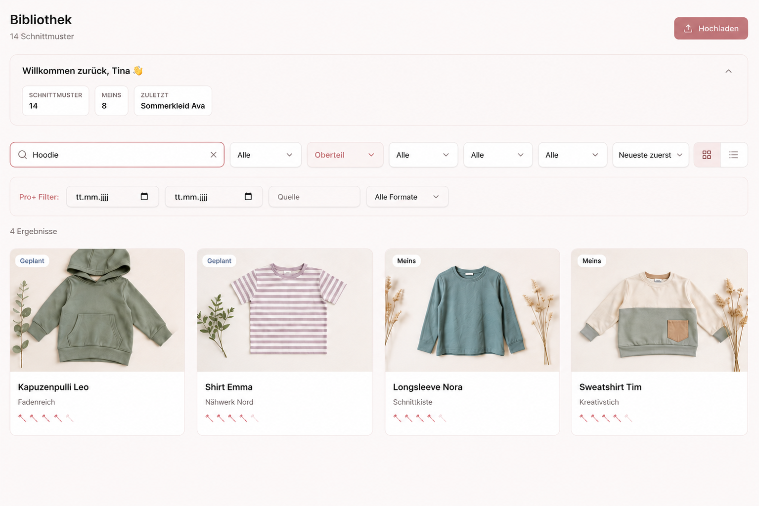 CraftShelf Such- und Filteransicht